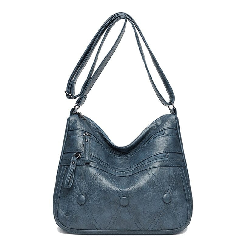 Sac Cabas Besace Femme En Cuir - Grâce Cuiréo Bleu