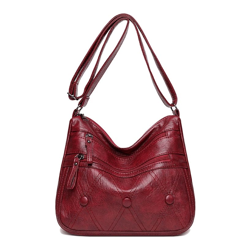 Sac Cabas Besace Femme En Cuir - Grâce Cuiréo Rouge