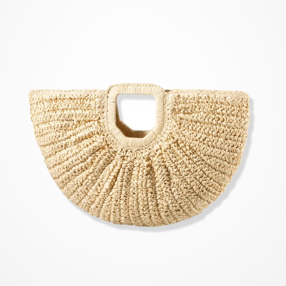 Sac En Paille Demi-Lune  Beige