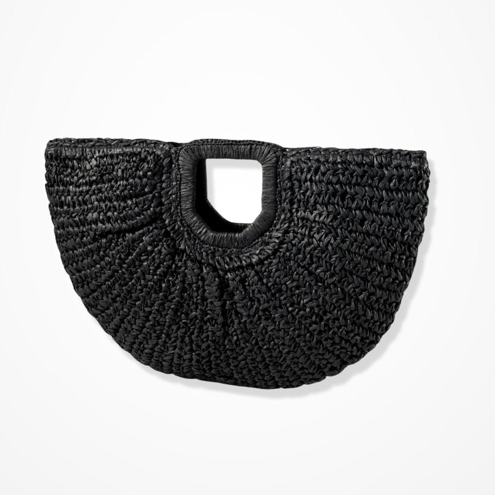 Sac En Paille Demi-Lune  Noir