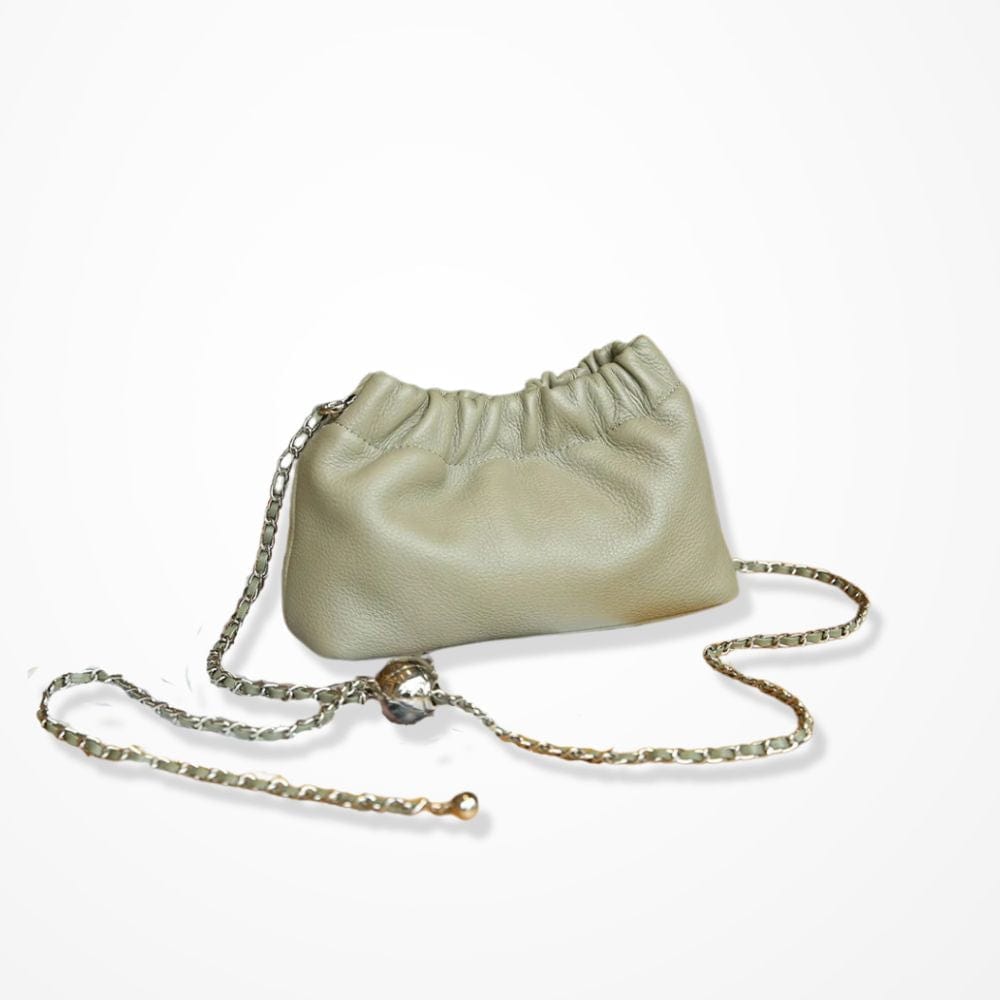 Sac Pochette En Véritable Cuir Texturé  Vert