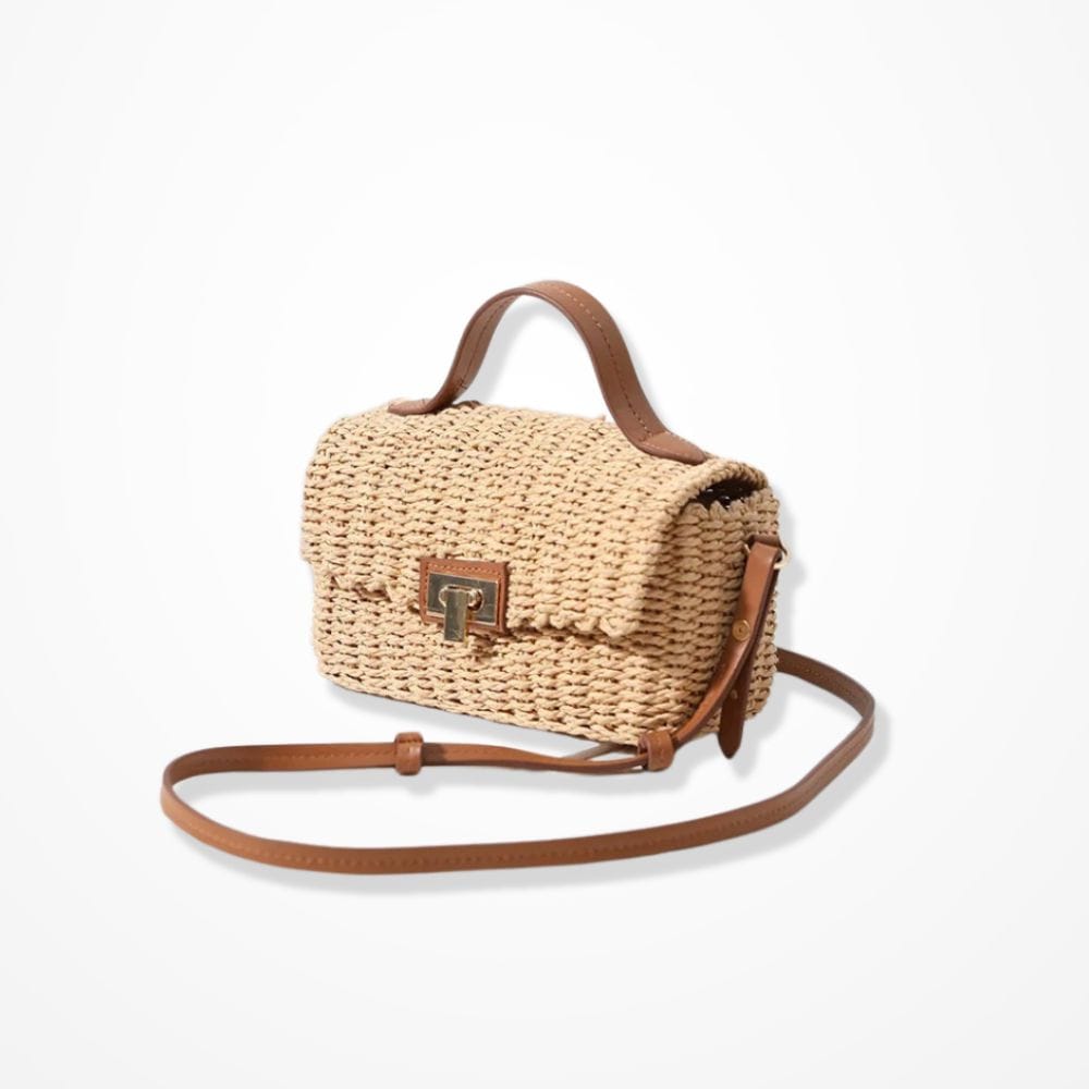 Sac Pochette Paille Cuir 