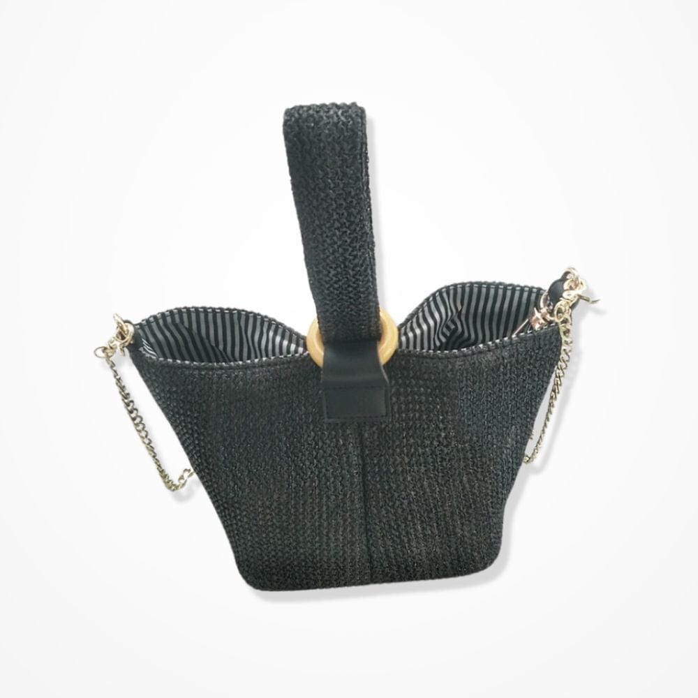 Sac Pochette Paille  Noir