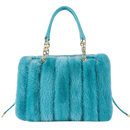 Sacs à Main Femme avec Fausse Fourrure - LuxePeluche Bleu turquoise