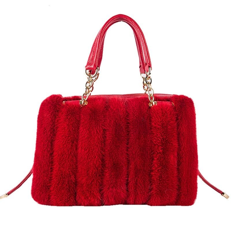 Sacs à Main Femme avec Fausse Fourrure - LuxePeluche Rouge